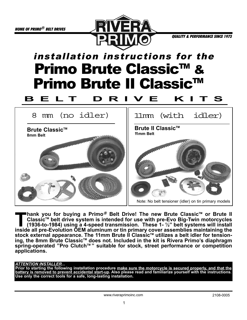 Rivera Primo Brute II Classic & Classic User Manual | 4 pages