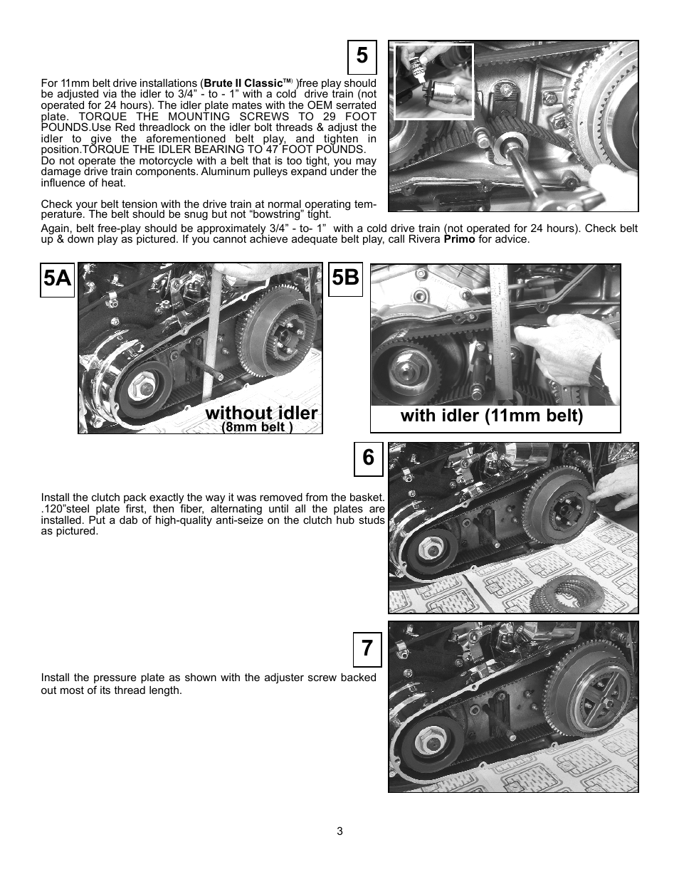 Without idler, With idler (11mm belt) | Rivera Primo Brute II Classic & Classic User Manual | Page 3 / 4