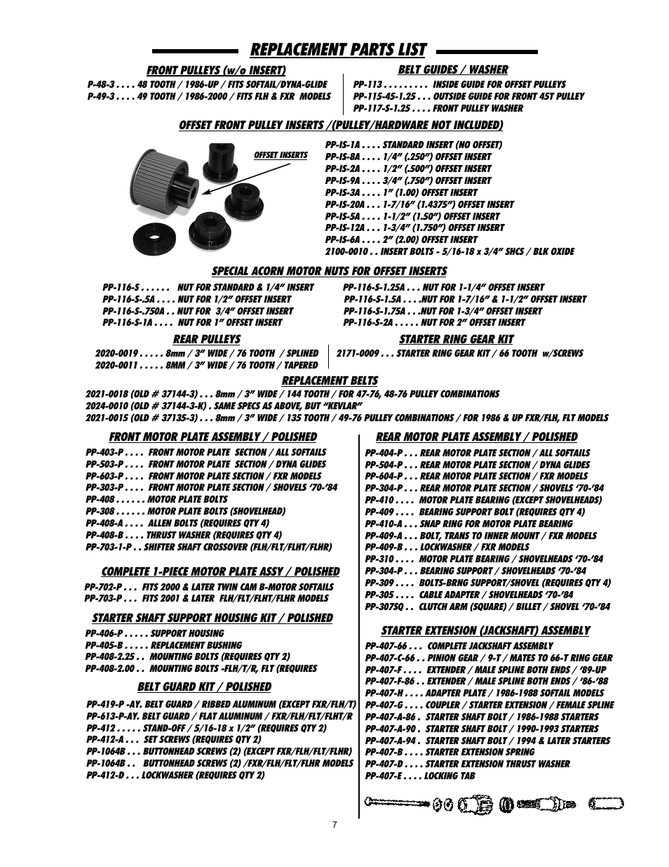 Replacement parts list | Rivera Primo Brute IV User Manual | Page 7 / 8