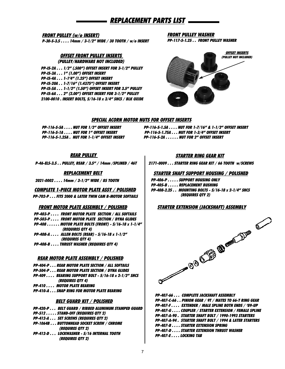 Replacement parts list | Rivera Primo Brute V User Manual | Page 7 / 8