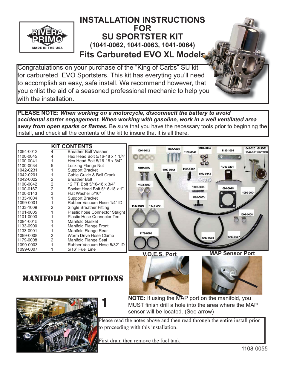 Rivera Primo SU Sportster KIT 1041-0064 User Manual | 18 pages