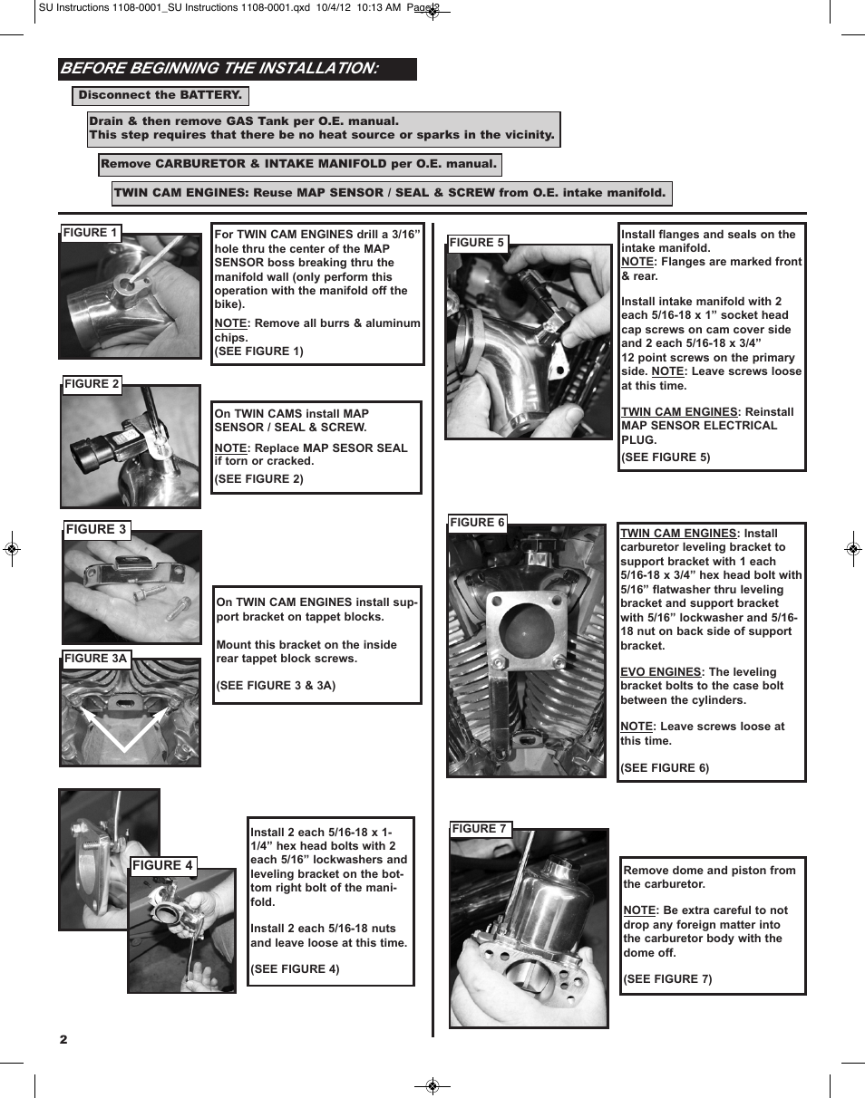 Before beginning the installation | Rivera Primo Shovel & Iron Xl Evo Big Twin & Twin Cam Models User Manual | Page 2 / 8