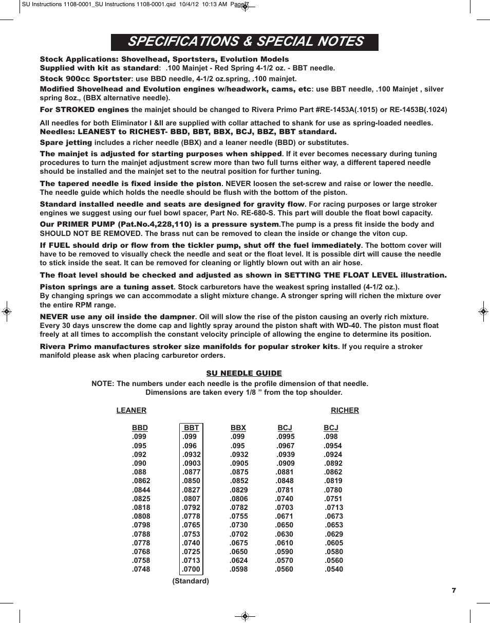 Rivera Primo Shovel & Iron Xl Evo Big Twin & Twin Cam Models User Manual | Page 7 / 8