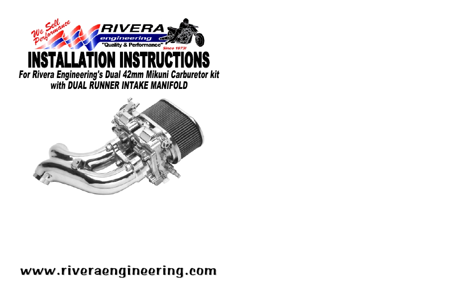 Rivera Primo Dual Runner Intake Manifold with 45mm Mikuni Carburetor Kit (DRM) User Manual | 3 pages