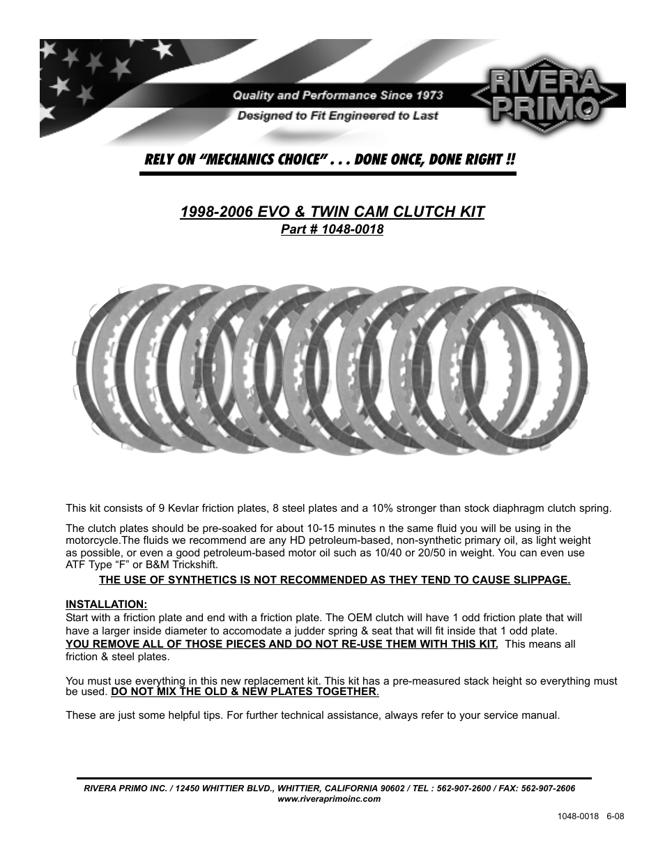 Rivera Primo 1048-0018 User Manual | 1 page