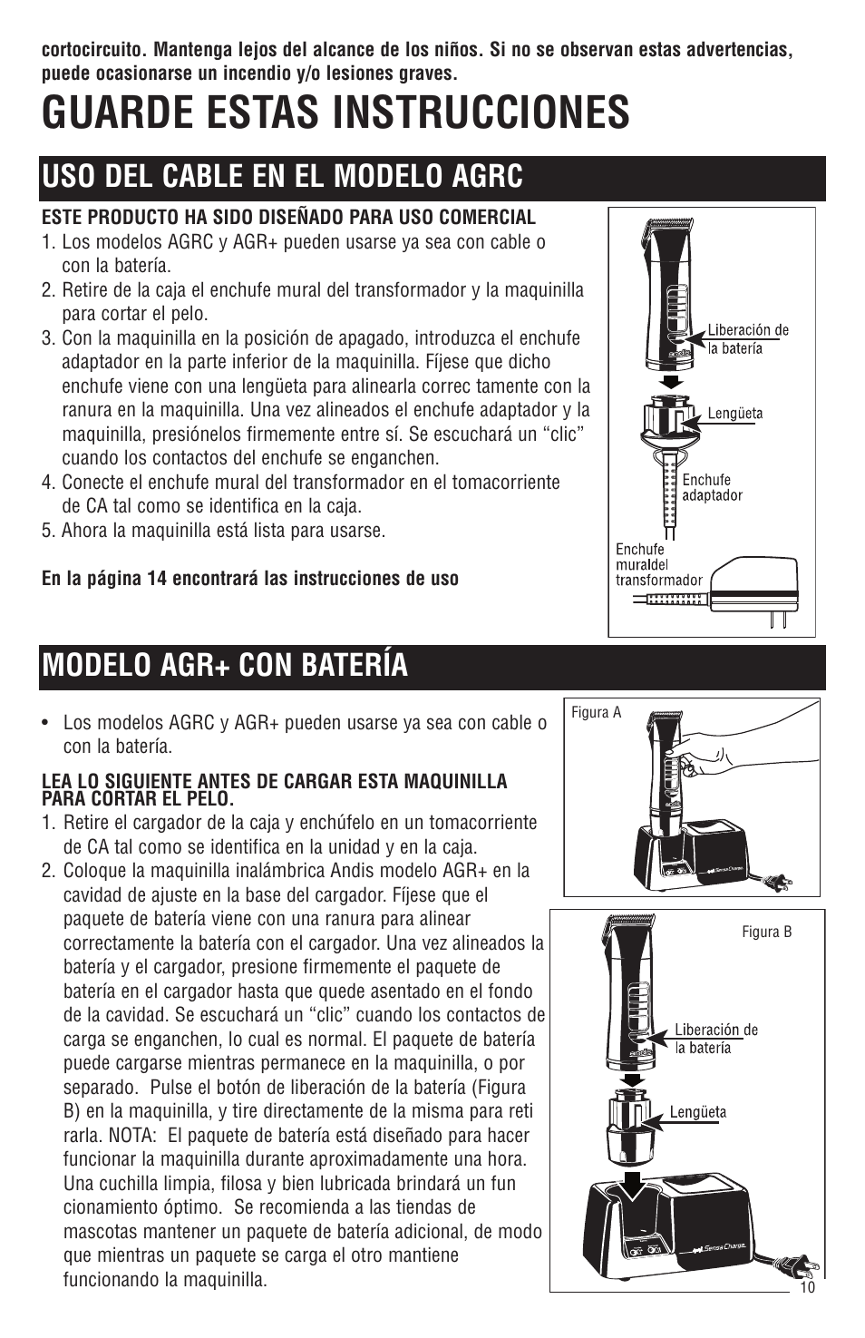 Guarde estas instrucciones | Andis Company Andis AGR+ AGRC User Manual | Page 11 / 26