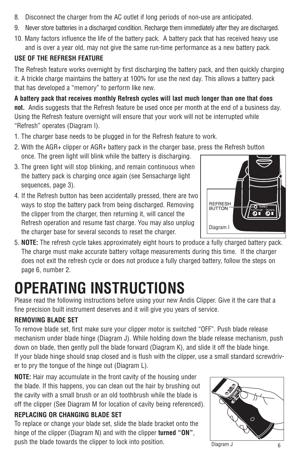 Operating instructions | Andis Company Andis AGR+ AGRC User Manual | Page 7 / 26