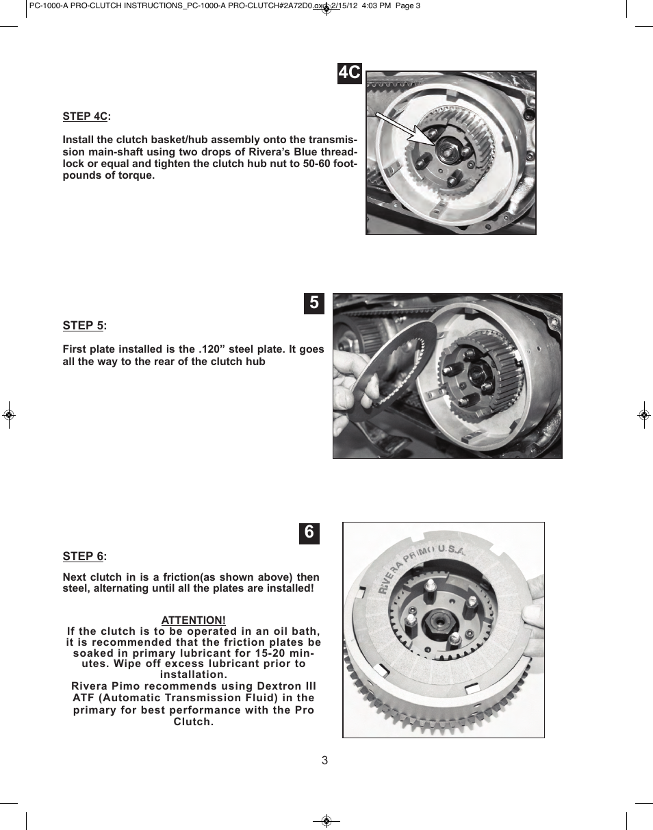 4c 5 6 | Rivera Primo 1056-0002 Pro Clutch (PC-10000-A) User Manual | Page 3 / 8