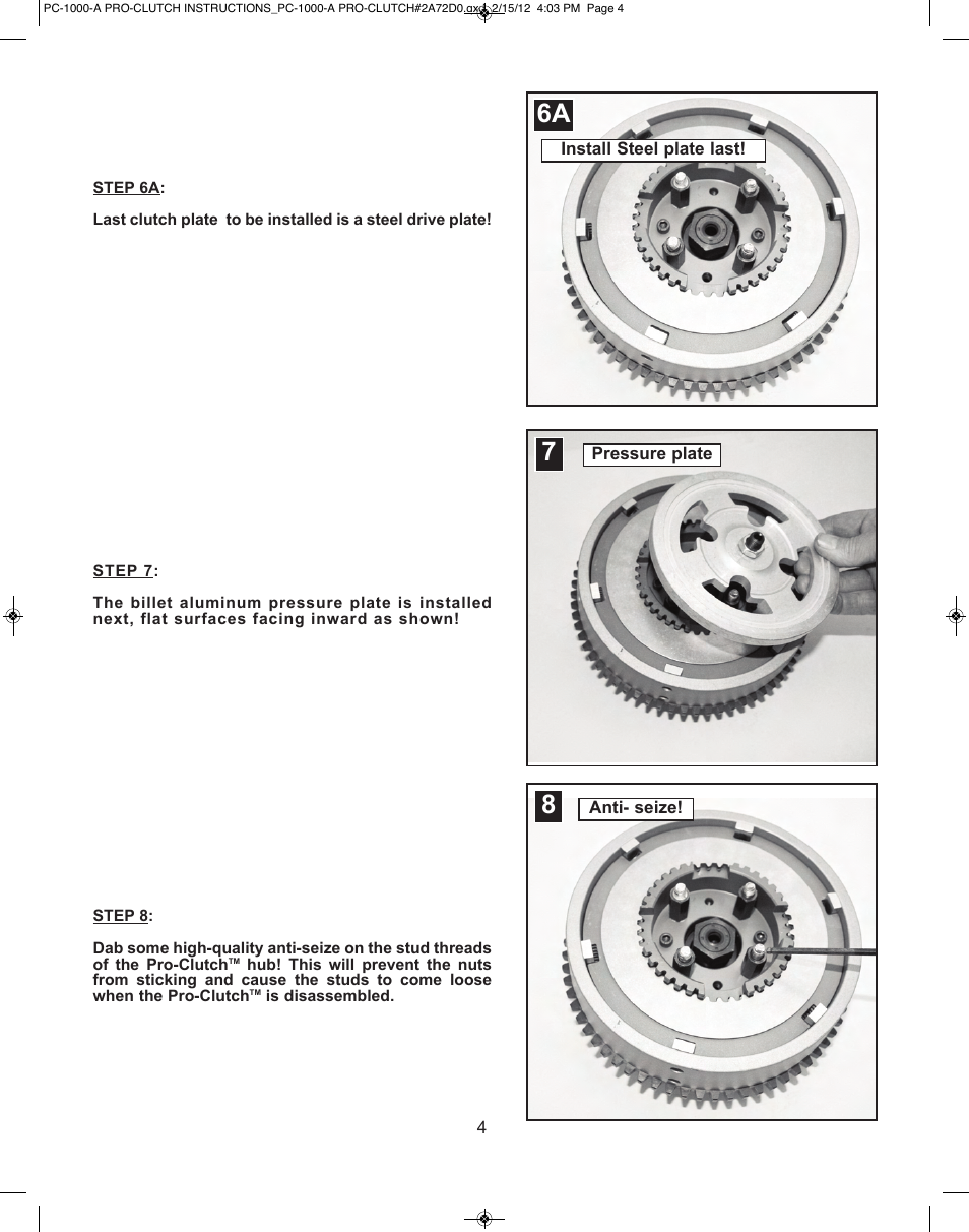 6a 7 8 | Rivera Primo 1056-0002 Pro Clutch (PC-10000-A) User Manual | Page 4 / 8