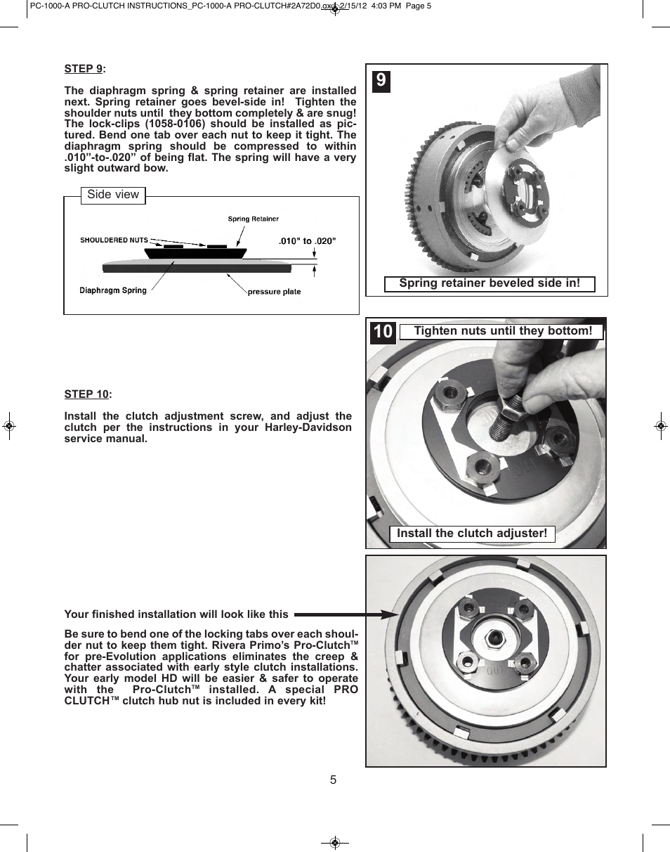 Rivera Primo 1056-0002 Pro Clutch (PC-10000-A) User Manual | Page 5 / 8