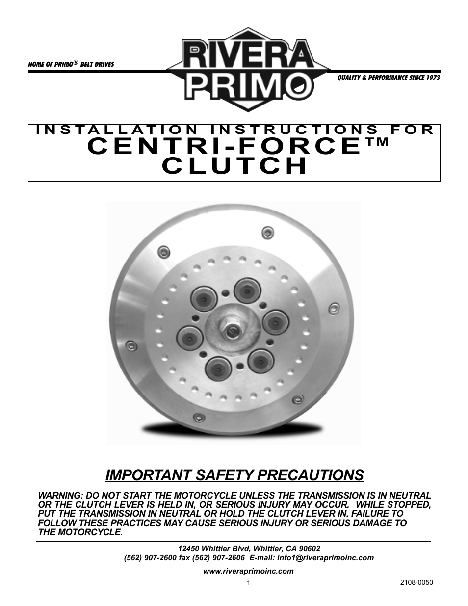 Rivera Primo Centri-Force - Brute IV User Manual | 4 pages