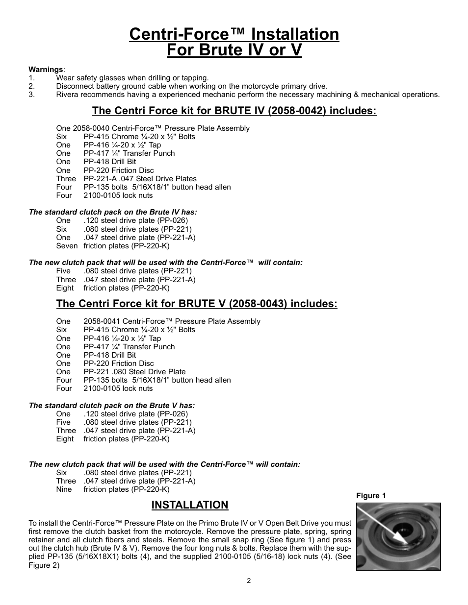 Centri-force™ installation for brute iv or v, Installation | Rivera Primo Centri-Force - Brute IV User Manual | Page 2 / 4