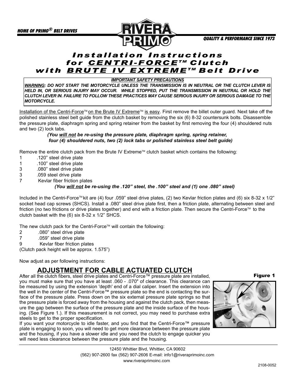 Rivera Primo Centri-Force - Brute IV Extreme User Manual | 2 pages