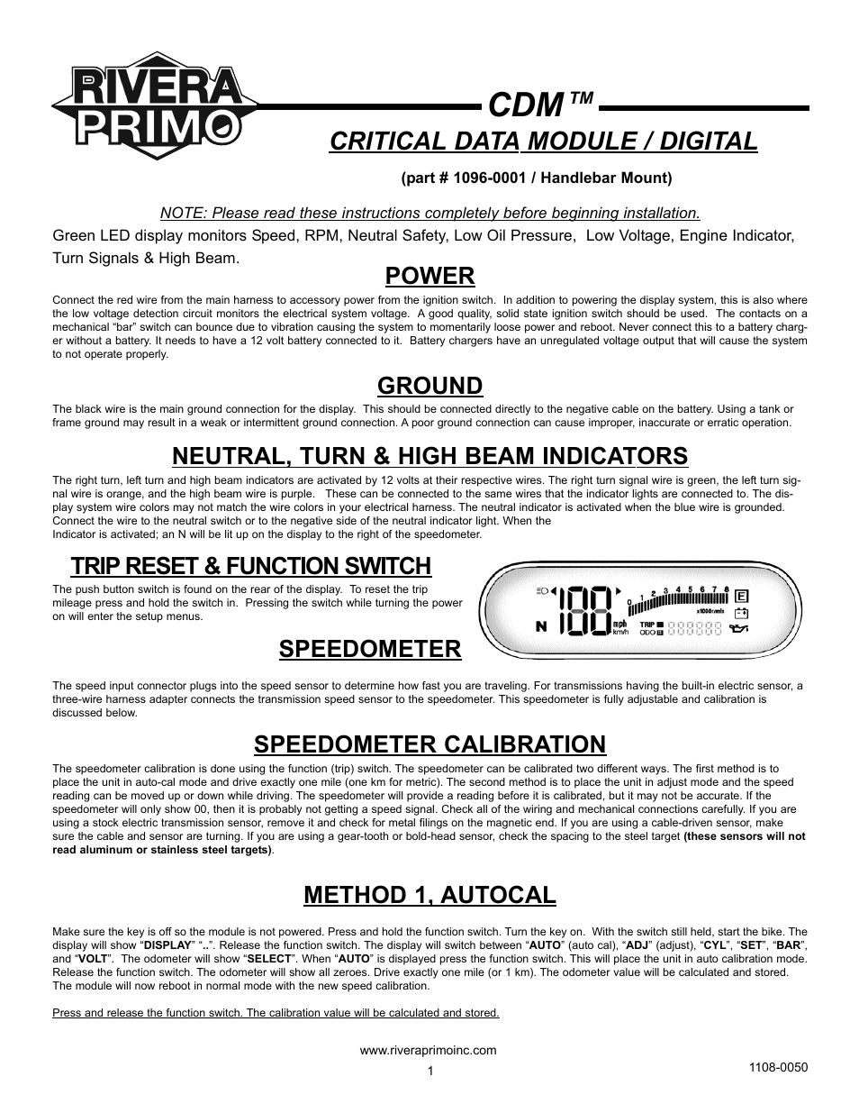 Rivera Primo CDM User Manual | 4 pages