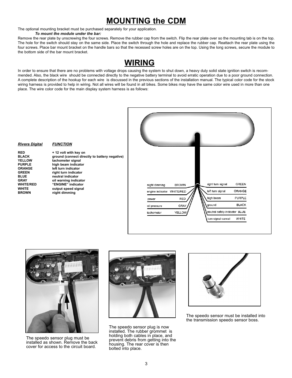 Mounting the cdm, Wiring | Rivera Primo CDM User Manual | Page 3 / 4