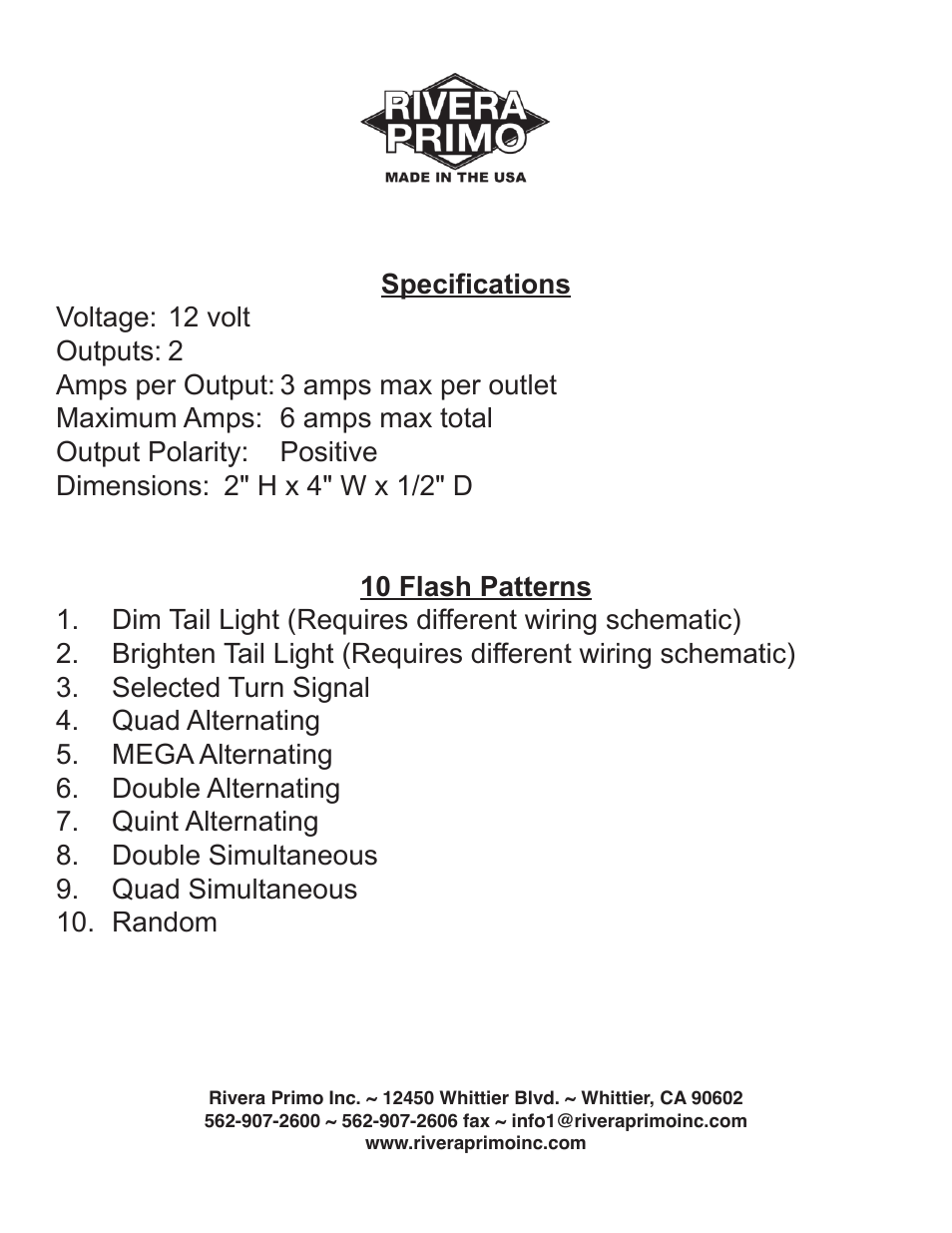 Rivera Primo 1116-0501 Solid State LED Controller User Manual | Page 3 / 4