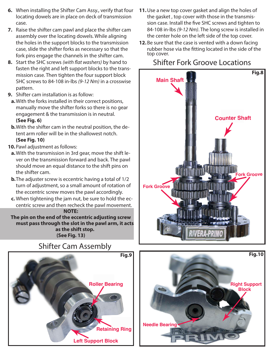 Shifter fork groove locations shifter cam assembly | Rivera Primo Powerdrive 6 Transmission Shifter Cam & Fork Assembly User Manual | Page 4 / 5