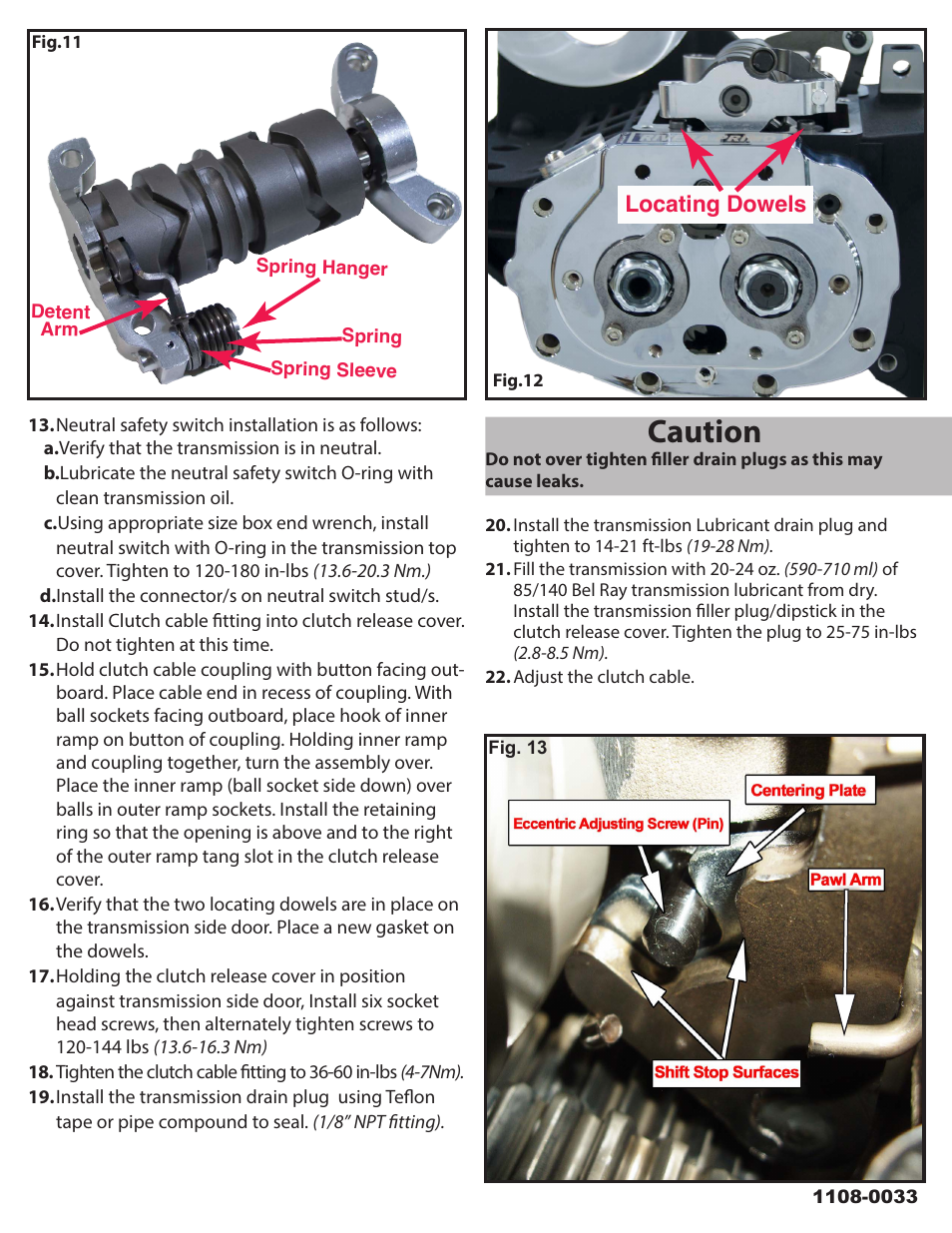 Caution | Rivera Primo Powerdrive 6 Transmission Shifter Cam & Fork Assembly User Manual | Page 5 / 5