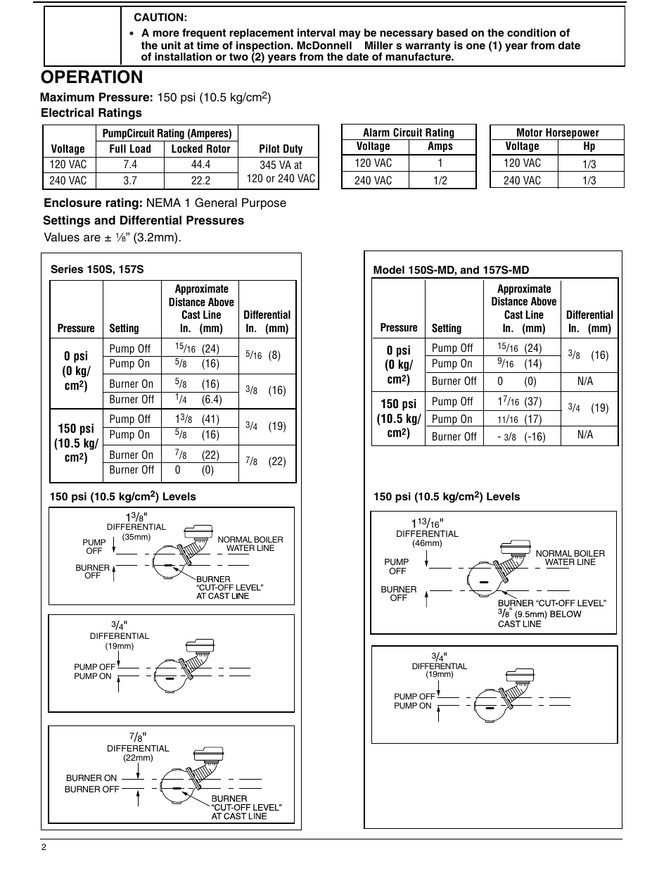 Operation | Bell & Gossett MM 217L Series 150S and 157S Low Water Cut-Offs/Pump Controllers User Manual | Page 2 / 12