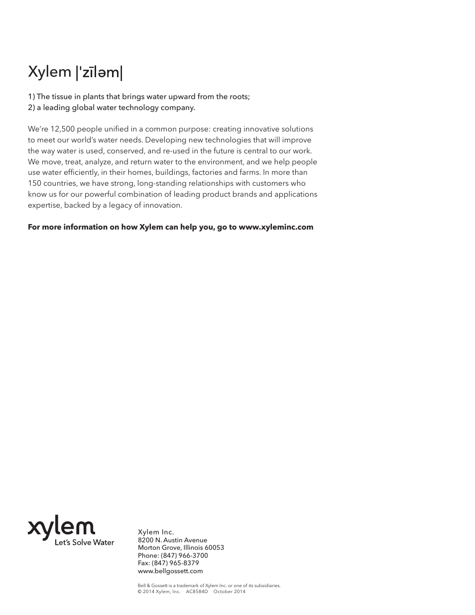 Xylem | Bell & Gossett AC8584D Series HSCS Base Mounted Centrifugal Pumps User Manual | Page 32 / 32
