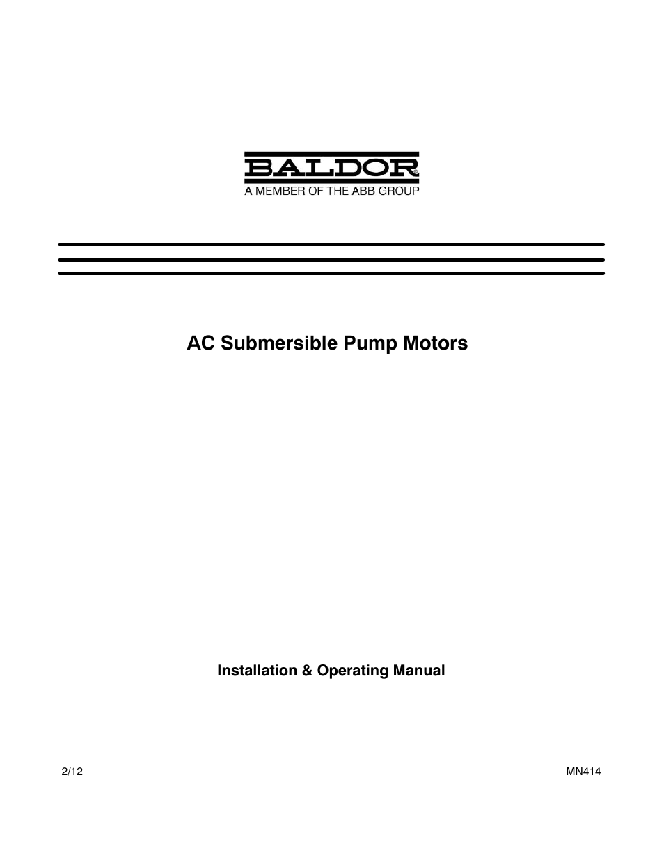 Bell & Gossett MN 414 AC Submersible Pump Motors User Manual | 16 pages