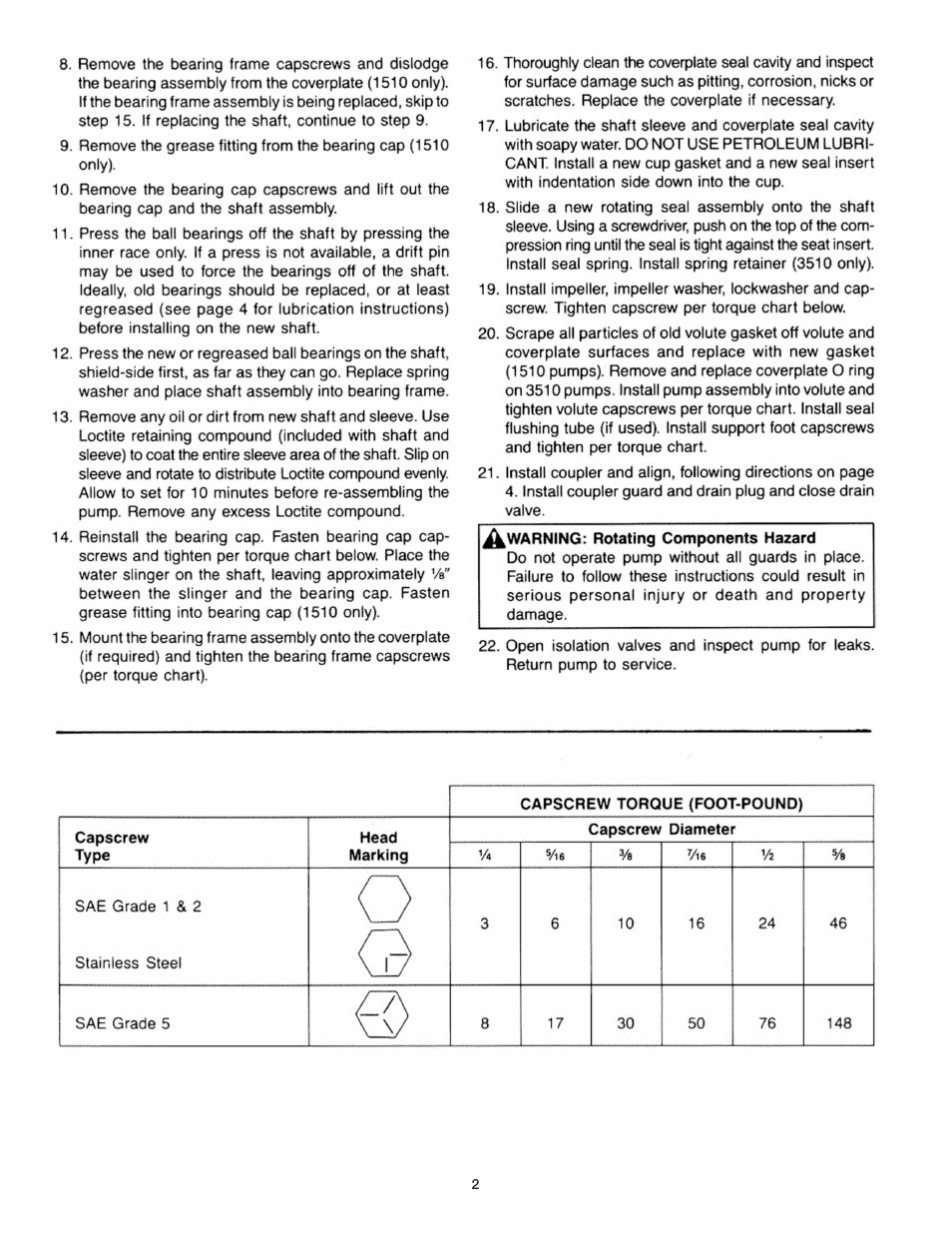 Bell & Gossett P15758C Replacing the Bearing Frame Assembly or Pump Shaft User Manual | Page 2 / 5