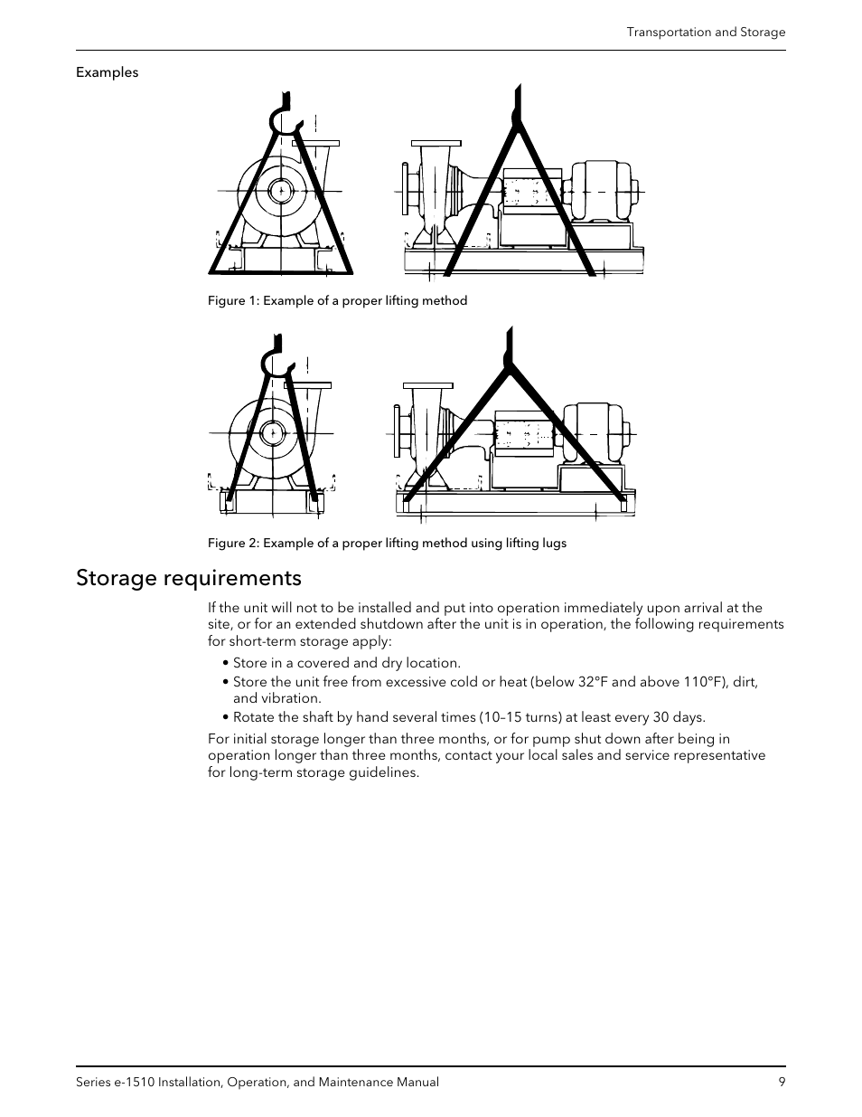 Storage requirements | Bell & Gossett P2001406C Series e-1510 Centrifugal Pumps User Manual | Page 11 / 40