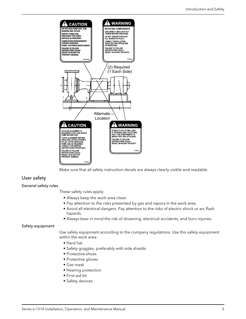 User safety | Bell & Gossett P2001406C Series e-1510 Centrifugal Pumps User Manual | Page 7 / 40