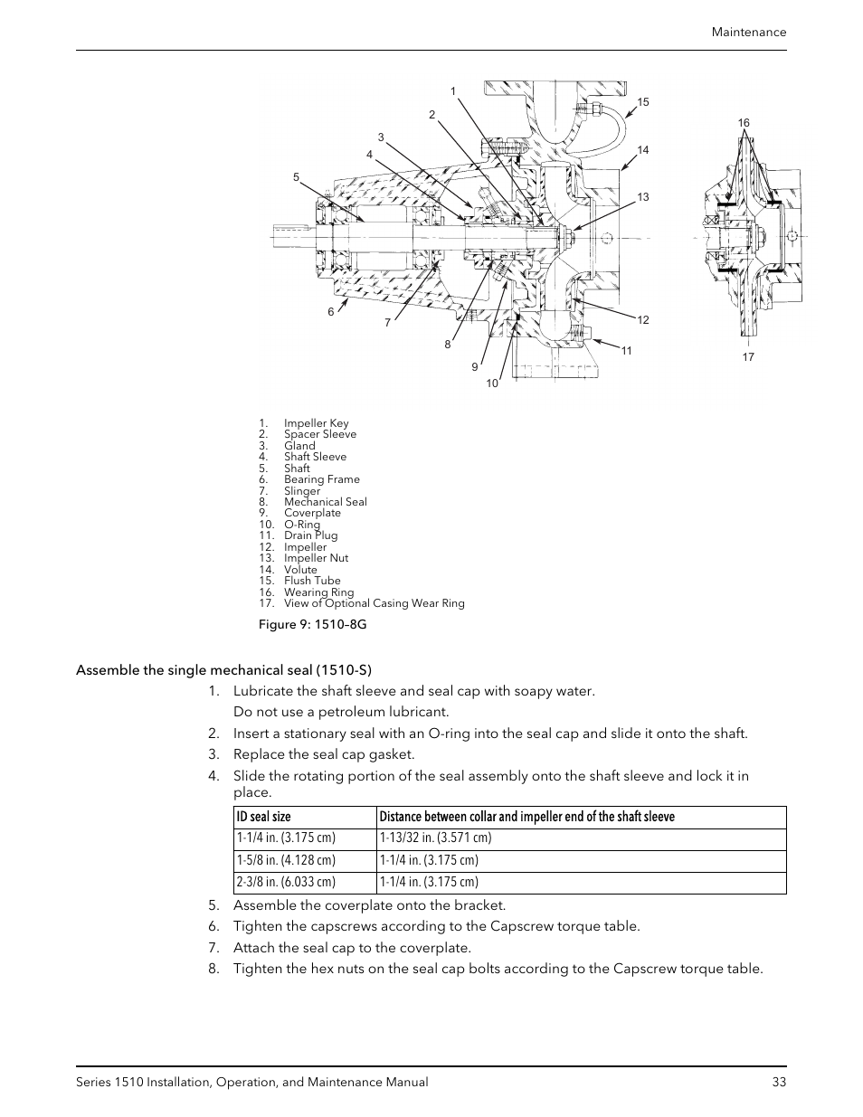 Assemble the single mechanical seal (1510-s) | Bell & Gossett P81673 REV I Series 1510 User Manual | Page 35 / 44