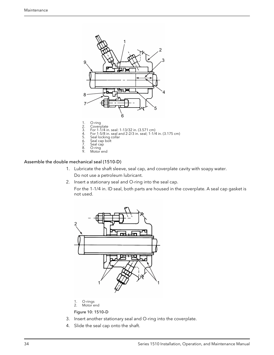 Assemble the double mechanical seal (1510-d) | Bell & Gossett P81673 REV I Series 1510 User Manual | Page 36 / 44