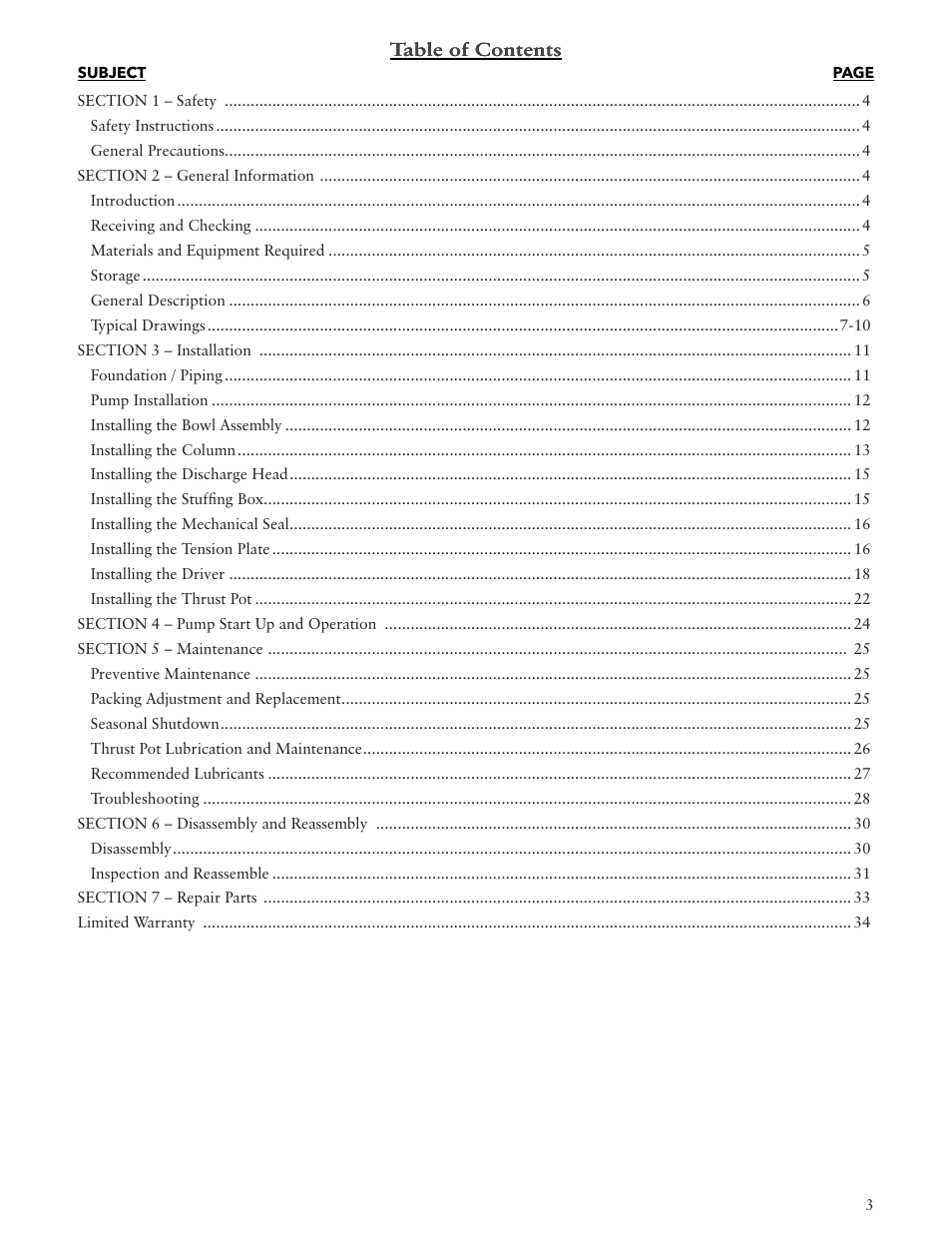 Bell & Gossett VTP2006 Series VTP – Vertical Turbine Pumps User Manual | Page 3 / 72