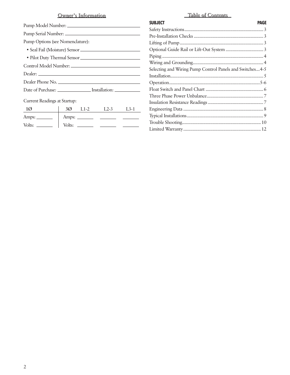 Bell & Gossett IM194R03 Grinder Pumps, Single and Three Phase, 1-1⁄4″ Discharge User Manual | Page 2 / 36