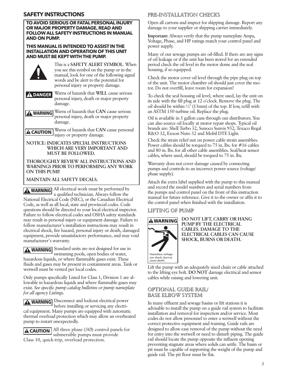 Bell & Gossett IM194R03 Grinder Pumps, Single and Three Phase, 1-1⁄4″ Discharge User Manual | Page 3 / 36
