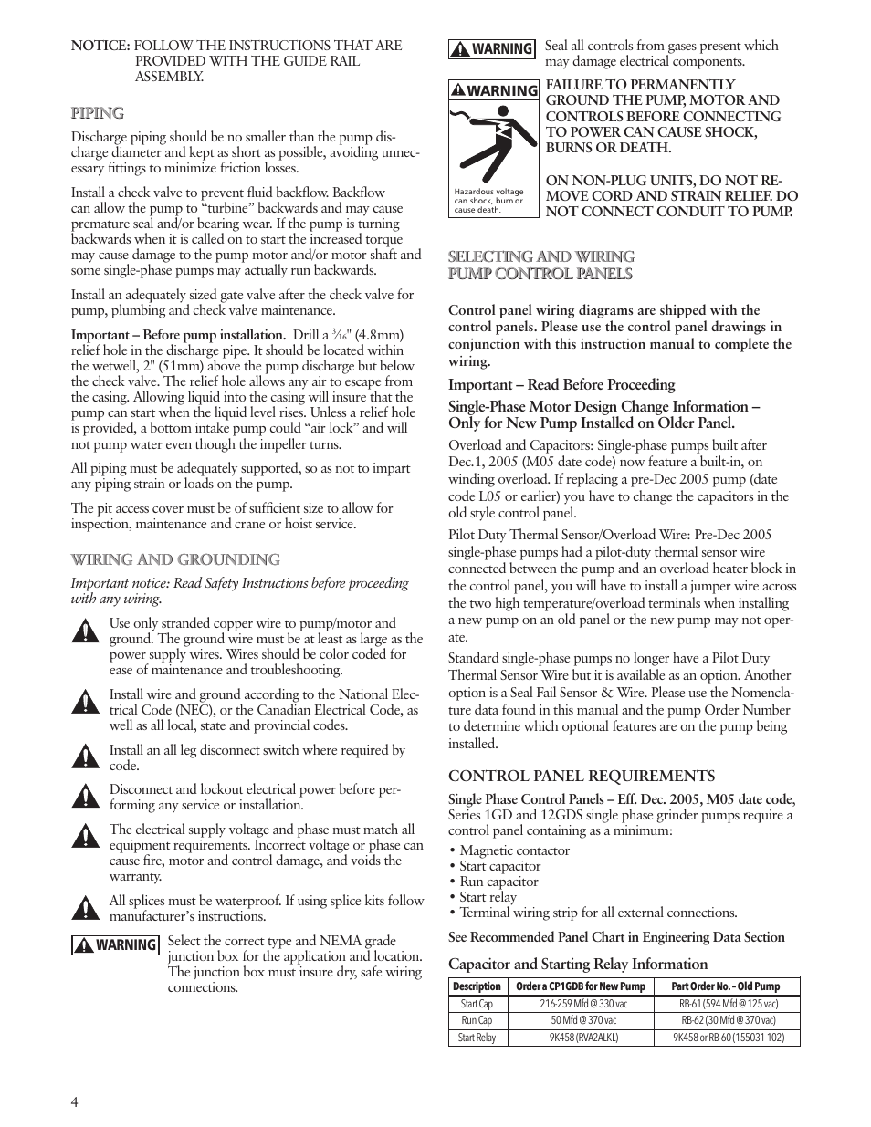 Bell & Gossett IM194R03 Grinder Pumps, Single and Three Phase, 1-1⁄4″ Discharge User Manual | Page 4 / 36