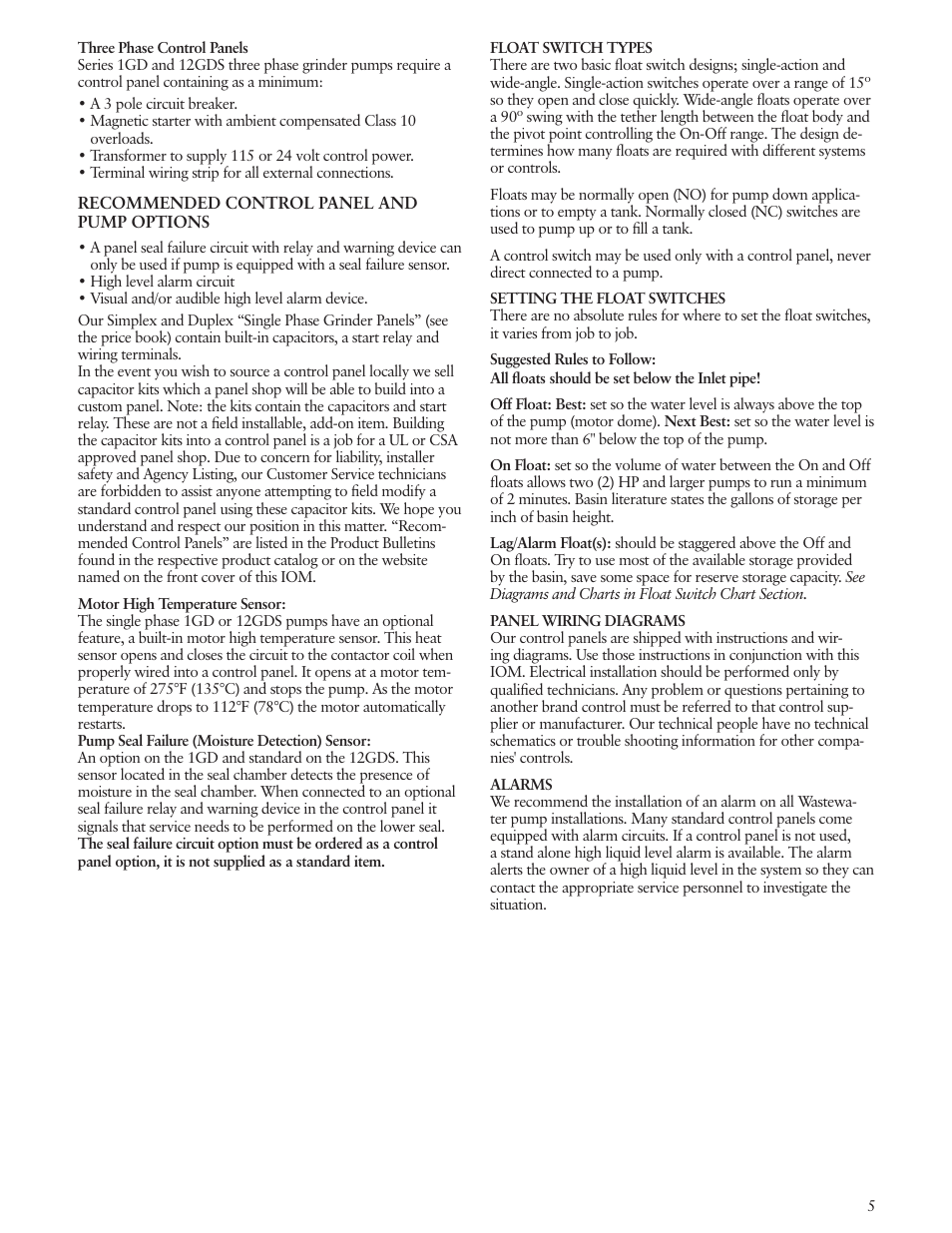 Bell & Gossett IM194R03 Grinder Pumps, Single and Three Phase, 1-1⁄4″ Discharge User Manual | Page 5 / 36