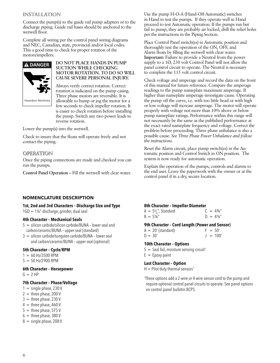 Bell & Gossett IM194R03 Grinder Pumps, Single and Three Phase, 1-1⁄4″ Discharge User Manual | Page 6 / 36