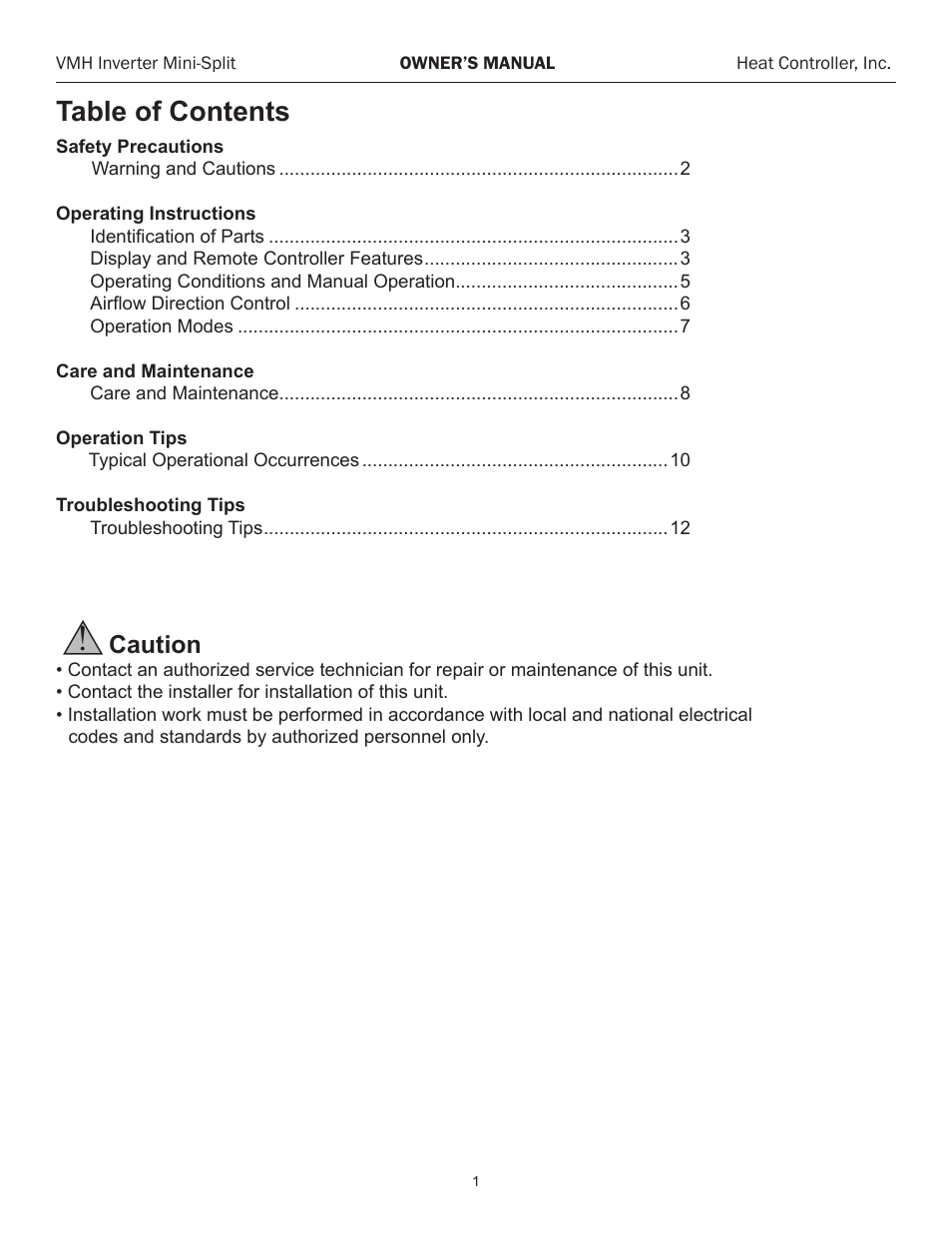 Comfort-Aire VMH 24 User Manual | Page 2 / 14