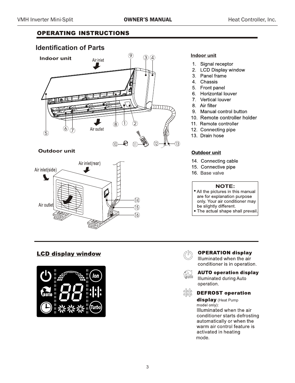 Identification of parts | Comfort-Aire VMH 24 User Manual | Page 4 / 14