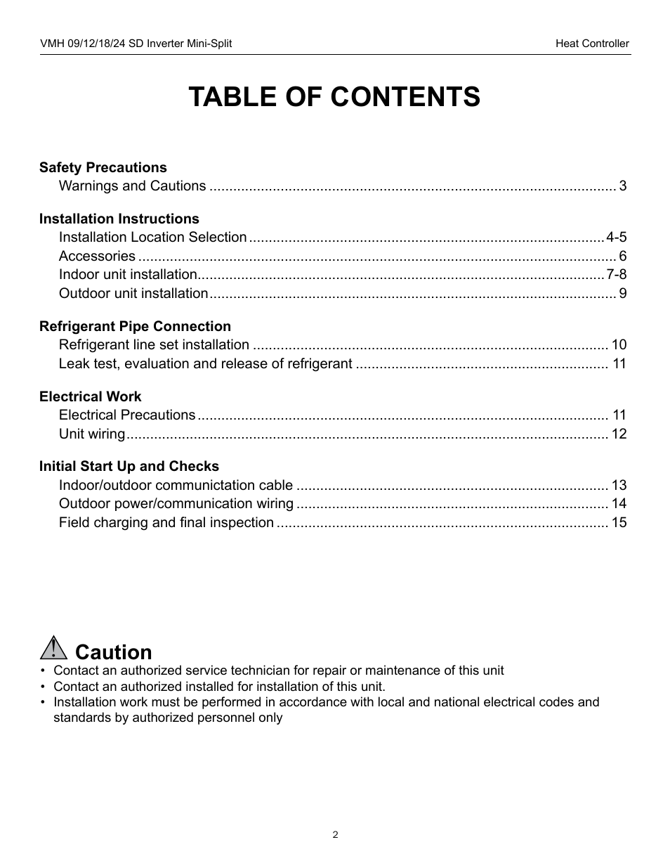 Comfort-Aire VMH 24 SD User Manual | Page 2 / 16