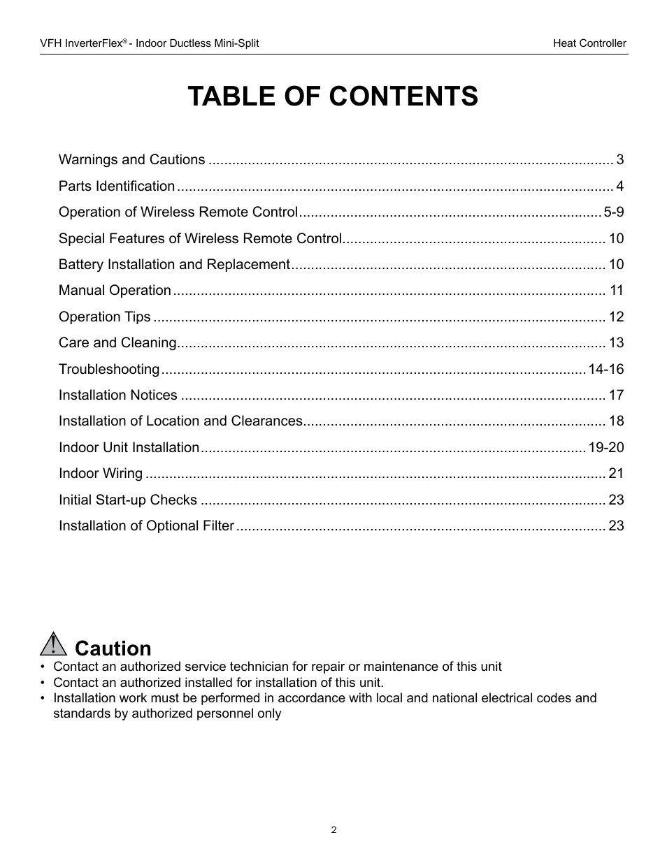 Comfort-Aire B-VFH18MA-1 User Manual | Page 2 / 24