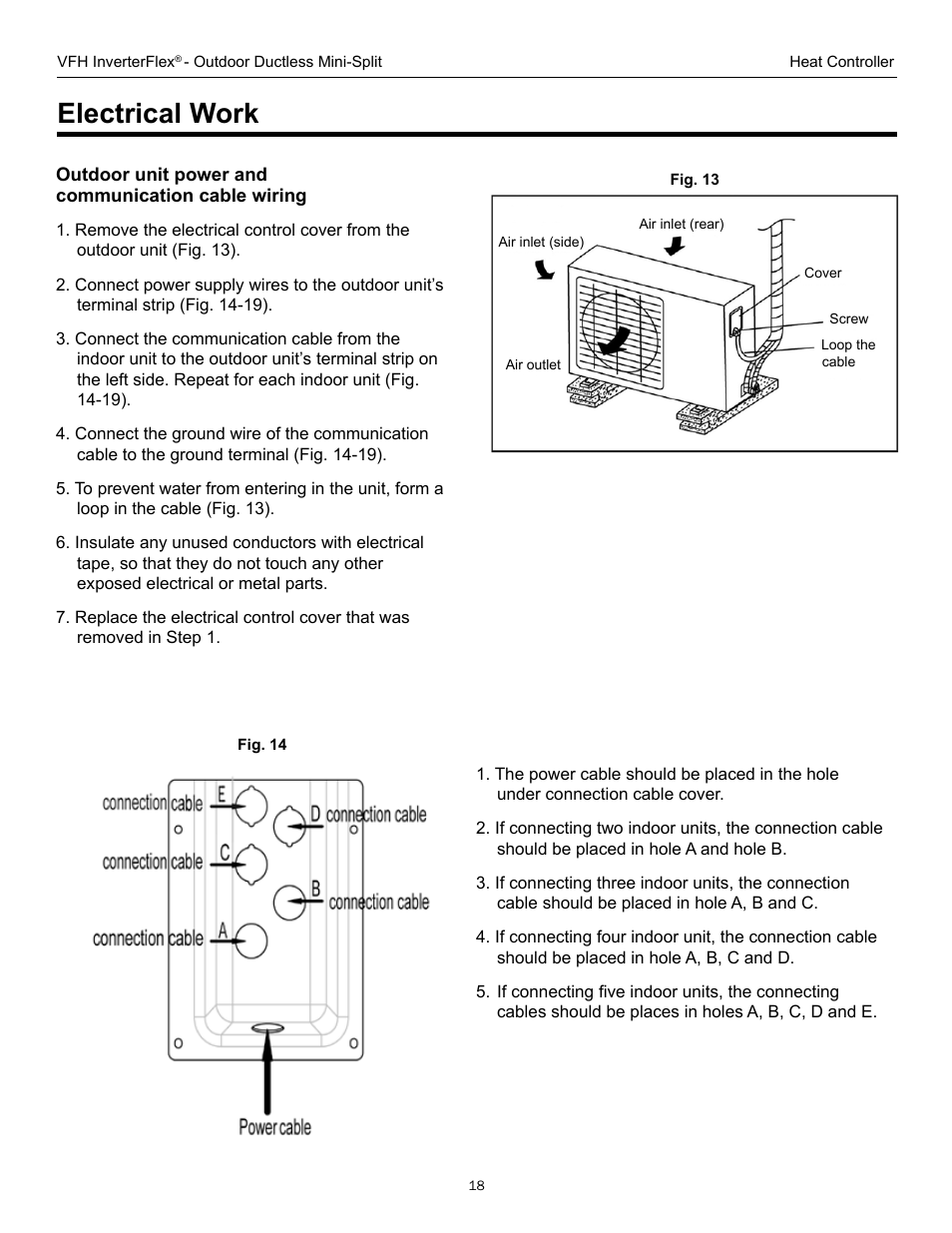 Electrical work | Comfort-Aire A-VFH42PA-1 User Manual | Page 18 / 28