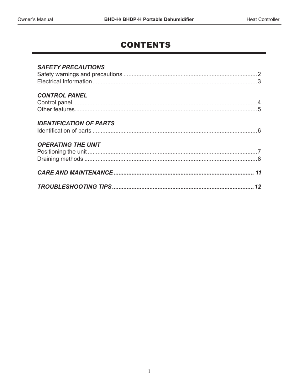 Comfort-Aire BHDP-701-H User Manual | Page 2 / 16