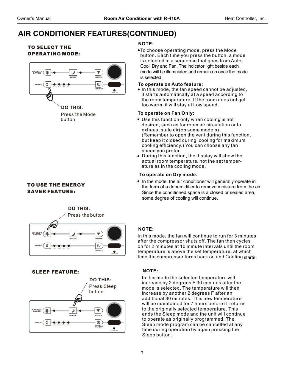 Air conditioner features(continued), 8air conditioner features | Comfort-Aire CD-121J User Manual | Page 8 / 23