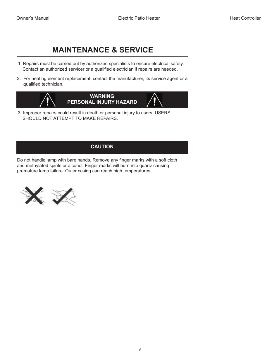 Maintenance & service | Comfort-Aire IRPH15SS User Manual | Page 6 / 8