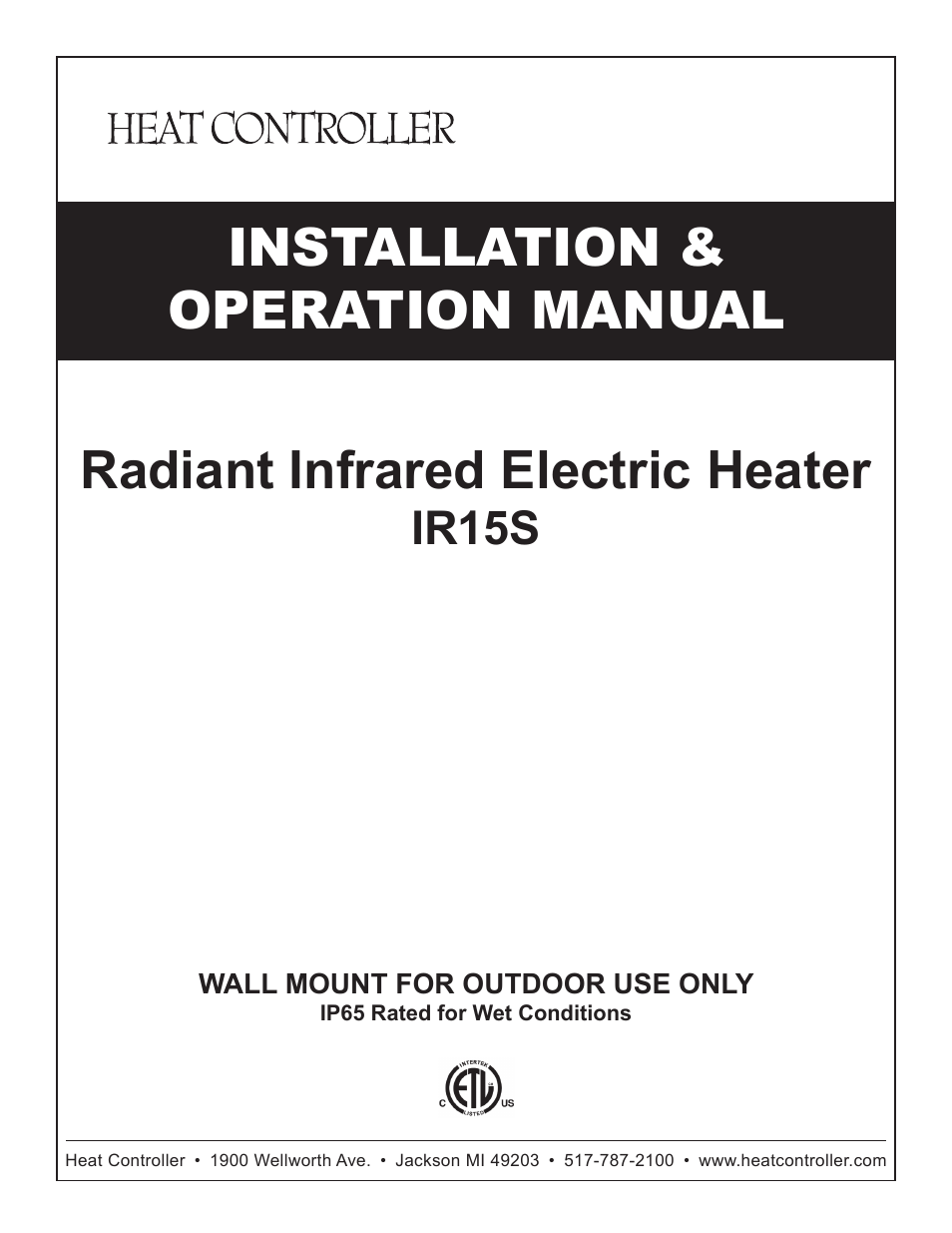 Comfort-Aire IR15S User Manual | 8 pages