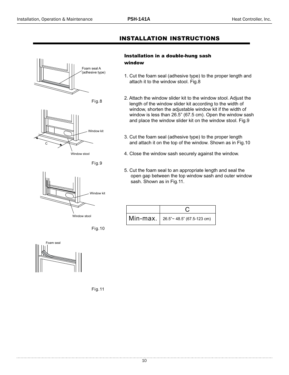 Cmin-max, Installation instructions | Comfort-Aire PSH-141A User Manual | Page 10 / 16