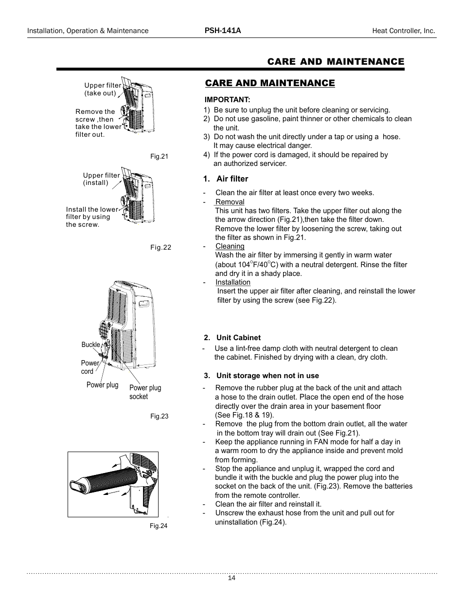 Comfort-Aire PSH-141A User Manual | Page 14 / 16