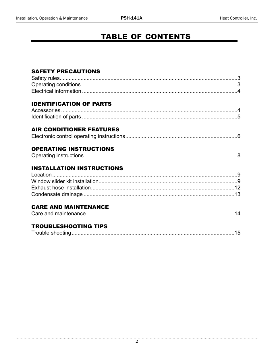 Comfort-Aire PSH-141A User Manual | Page 2 / 16