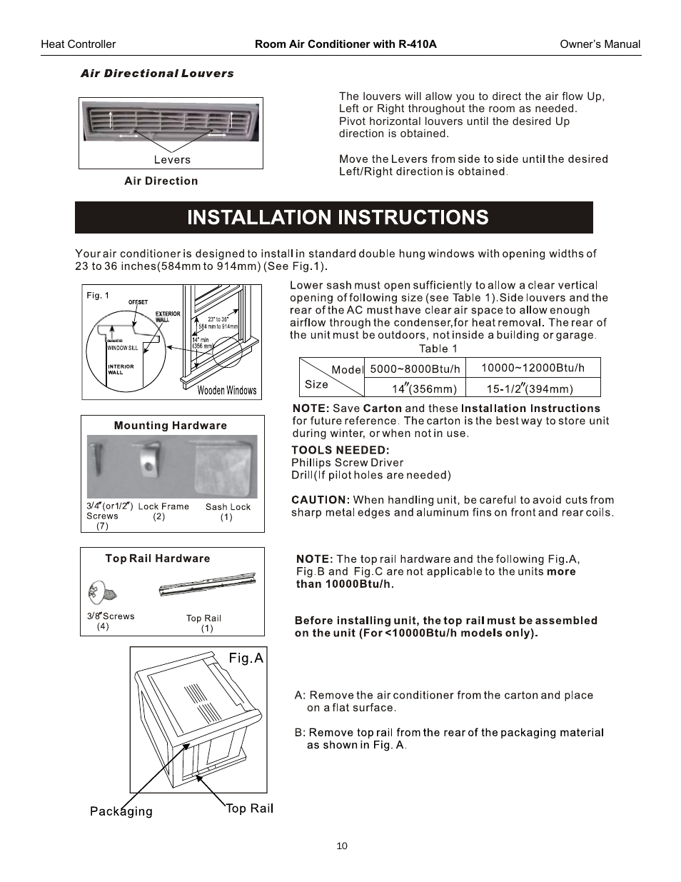 Air conditioner features (continued) | Comfort-Aire RADS-123L User Manual | Page 11 / 18