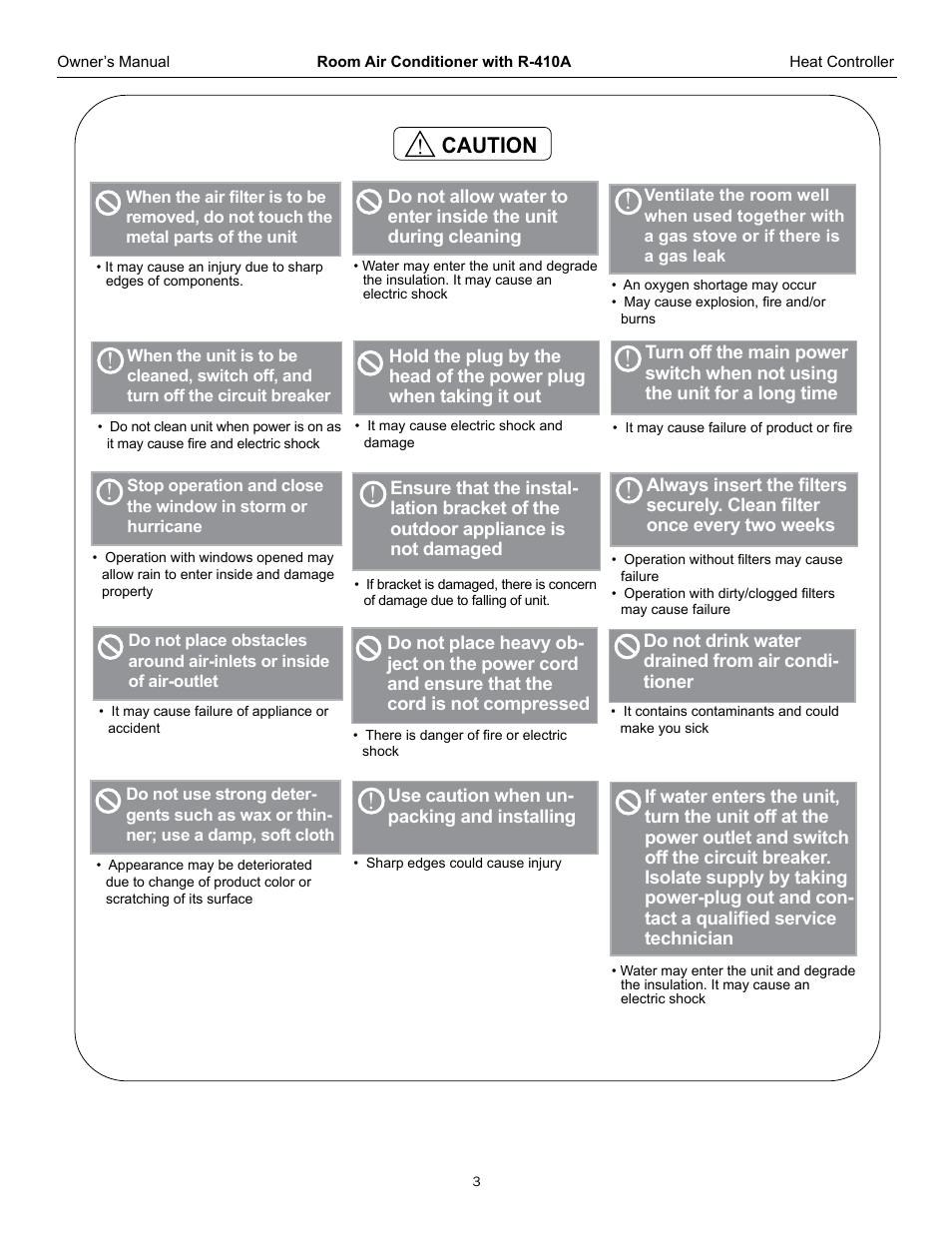 Caution | Comfort-Aire RADS-123L User Manual | Page 4 / 18